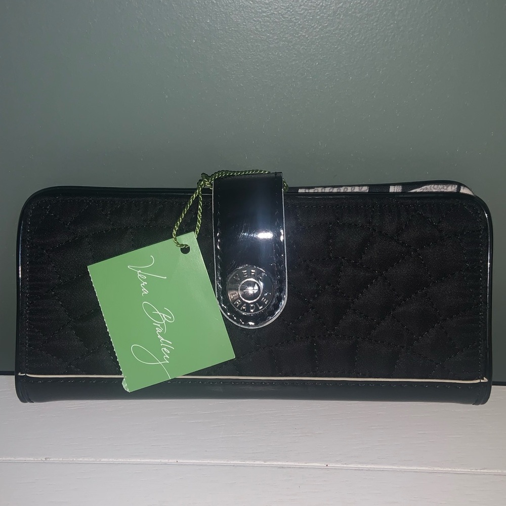 Vera Bradley Black Quilted and Patent Leather Wallet - Picture 2 of 7